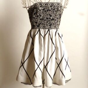 Vintage Circa1980s Bill Blass Black and White Piquet Evening Dress